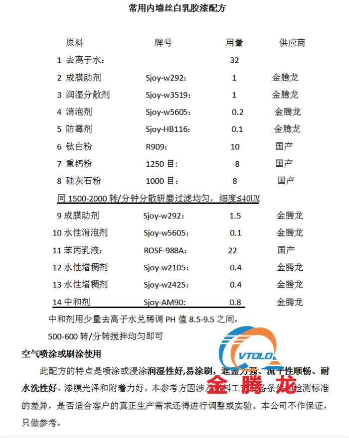 常用內(nèi)墻絲白乳膠漆配方(圖1)